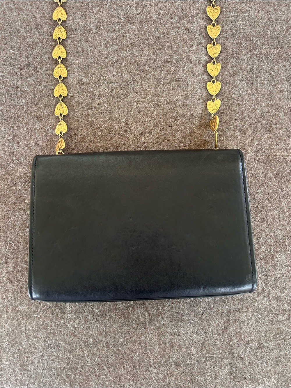 Rare Saint Laurent YSL Black Leather Heart Chain Kate Bag - Picture 7 of 15